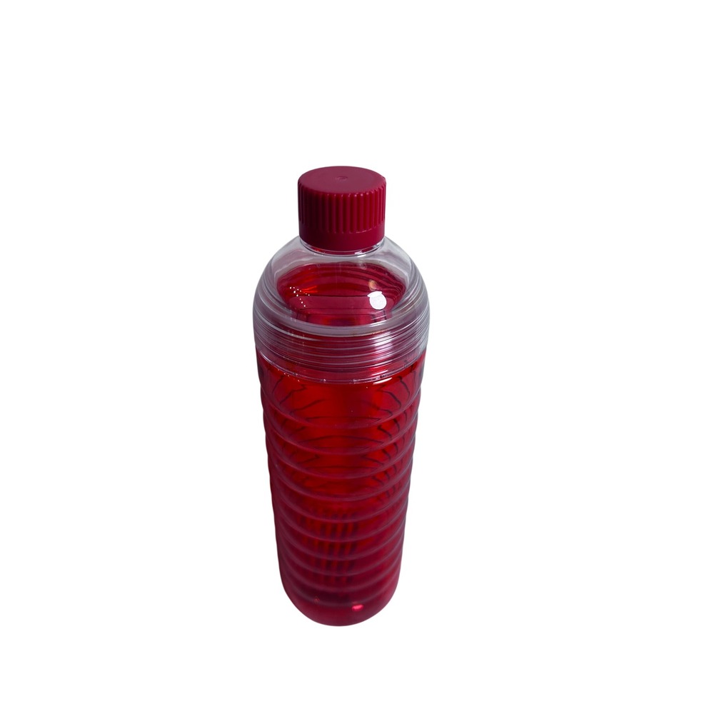 Aladdin Water Bottle 20oz Red Ribbed Two-Part Lid Reusable Plastic Unisex